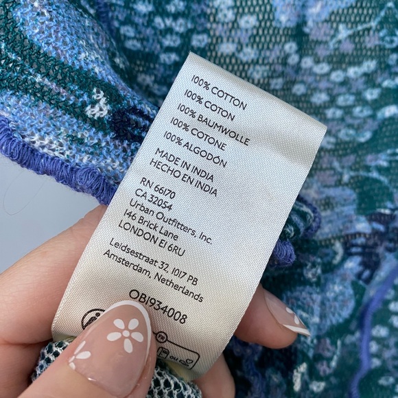 Free People Oh My Baby Tee Cropped Blouse Top Ruched Printed Cotton top - Picture 8 of 8